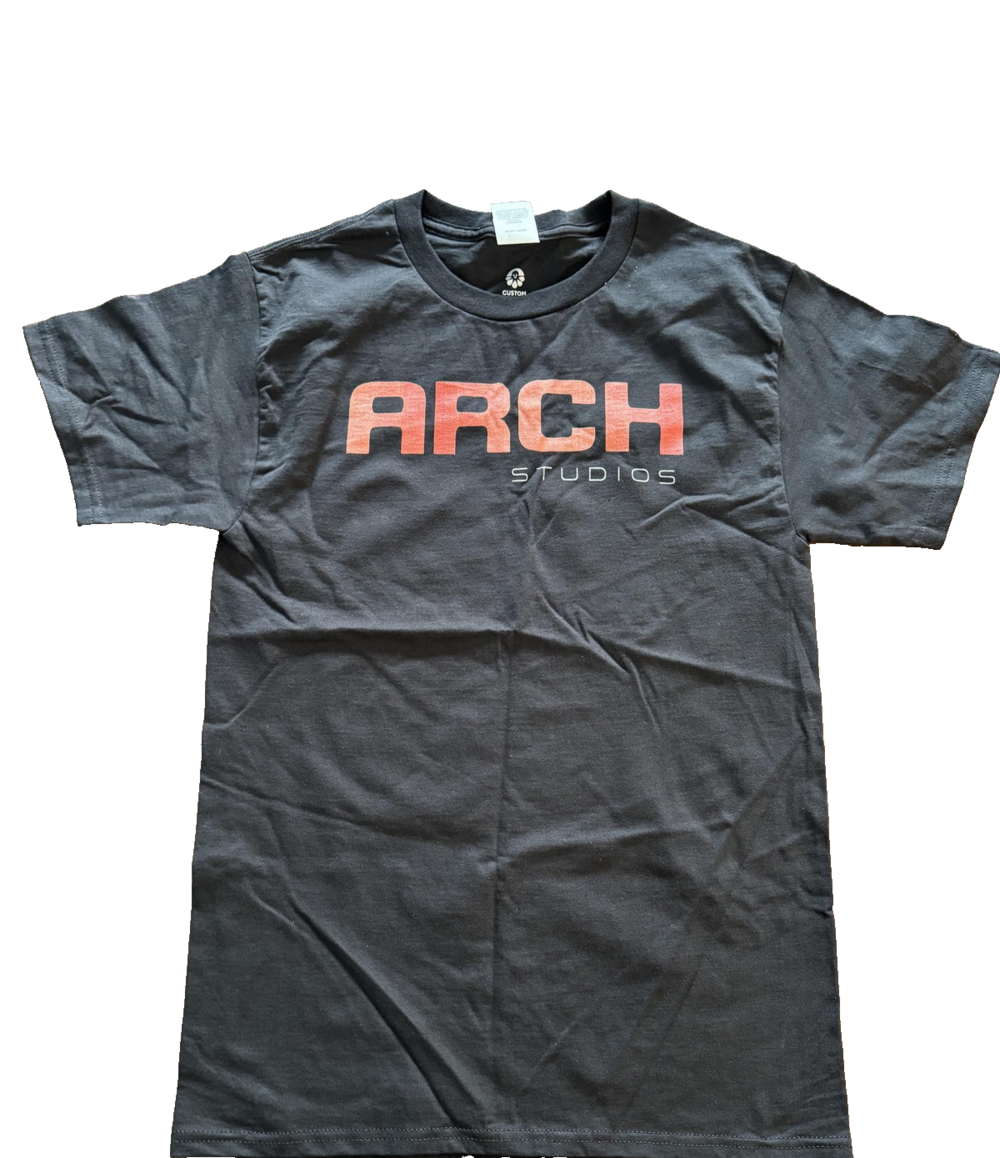 Arch Studios Shirt Mens Small Black Red Custom Ink T-Shirt Tee Graphic Cotton